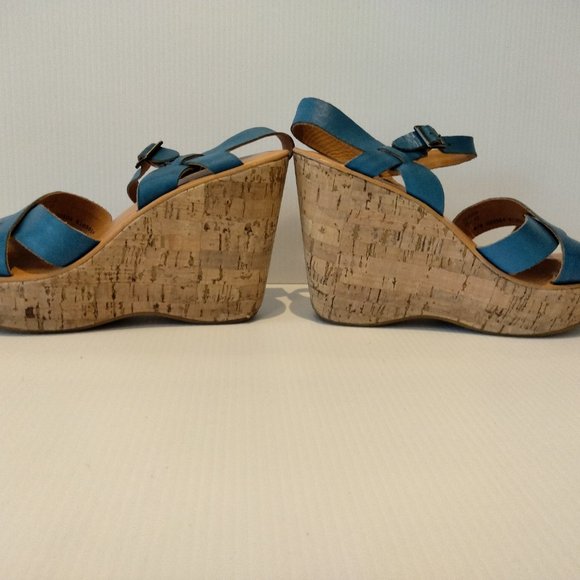 Almost NWOT Kork Ease Ava 2.0 Wedge Sandal Turquoise Blue with Cork 10 42 - Picture 4 of 10
